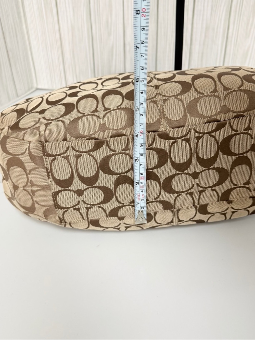 Coach Brown Signature Shoulder Bag with Dark Brown Leather Trim - Picture 11 of 16